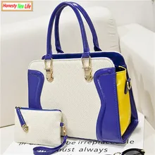 New summer 2015 women’s panelled leather composite bag female plaid ladies handbags damen handtaschen bolsa de festa free logo49