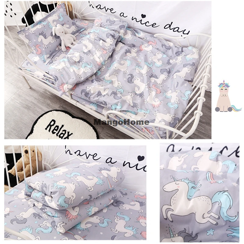 2pcs A Set) Customize Baby Bed Quilt Cover And Pillowcase Cotton Kids Bedding Set Dinosaur Unicorn Design Baby Bed Linen