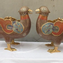 Bi002519 Китай Бронзовый Перегородчатой Лотоса мандаринка Птица Royal Декоративная Статуя