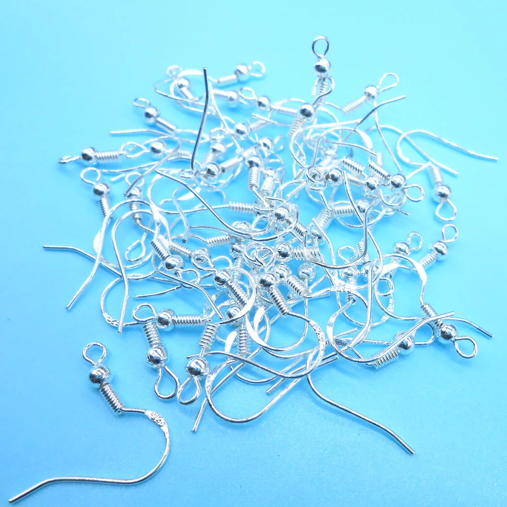 

50PCS 18MM DIY Making Jewelry Findings 925 Sterling Silver colorFrench Hook Earrings Ear Wires lots bulk wholesale lots bulk