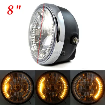 

8" Round Motorcycle 35W Headlight LED Amber Turn Signal light Fits For Harley Sportster Choppers Curisers Custom Free Shipping