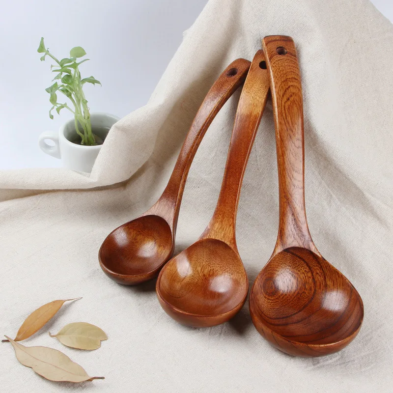1pcs simple Beech wooden soup spoon kitchen tool cooking utensils