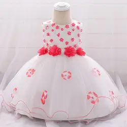 Летнее платье принцессы с цветочным рисунком, платье для маленьких девочек, бальное платье для новорожденных 0-2 лет, пышный костюм, платья