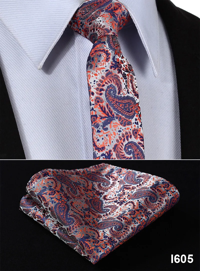 Клетчатый полосатый 2,1" Шелковый плетеный тонкий облегающий узкий мужской галстук Галстук модный мужской Карманный платок квадратный костюм набор# I6