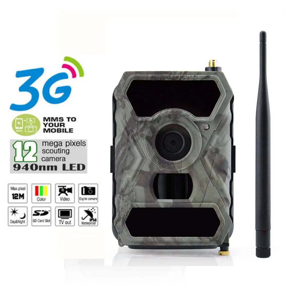 S880g 12MP HD 1080 P цифровой Охота Камера 940nm Trail игры Камера 3G сети SMS/MMS Ночное видение 56 шт. ИК-светодиодами