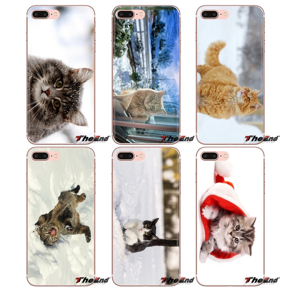 Transparent Soft Cases Covers Winter Kitten For LG G3 G4 Mini G5 G6 G7 Q6 Q7 Q8 Q9 V10 V20 V30 X Power 2 3 K10 K4 K8 2017 |