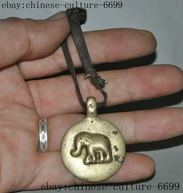 

Tibet bronze carving animal Elephant statue Amulet Pendant