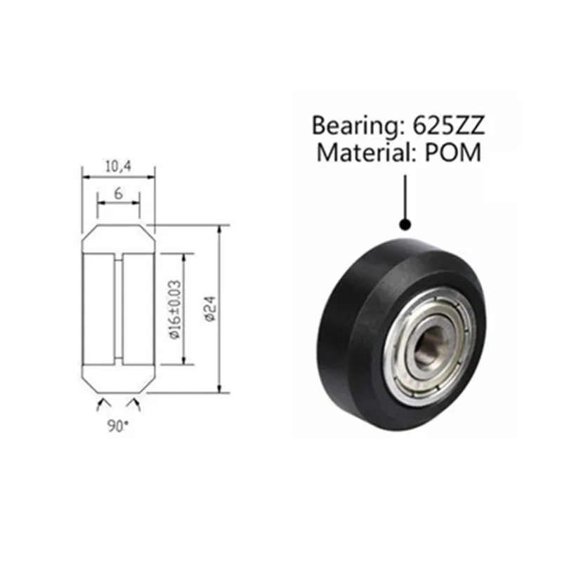 POM 625ZZ ЧПУ роликовый подшипник для колес 3d принтер части Круглого колеса шкив подшипник шестерни Perlin часть V тип для Prusa i3 Ender-3