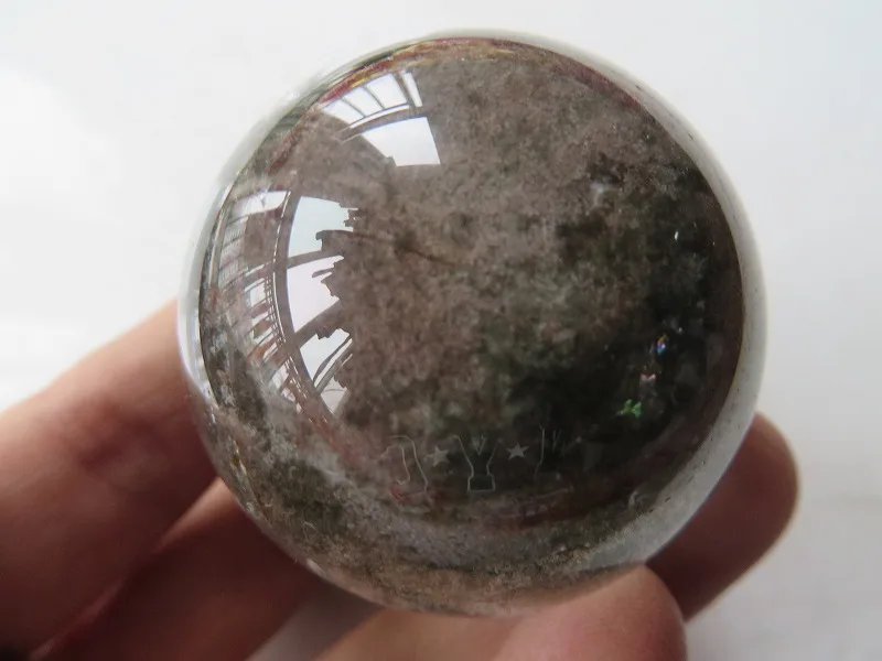 Природный прозрачный кварц радуги круглые кристаллы Orb Исцеление+ зеленый-Phantom 92g