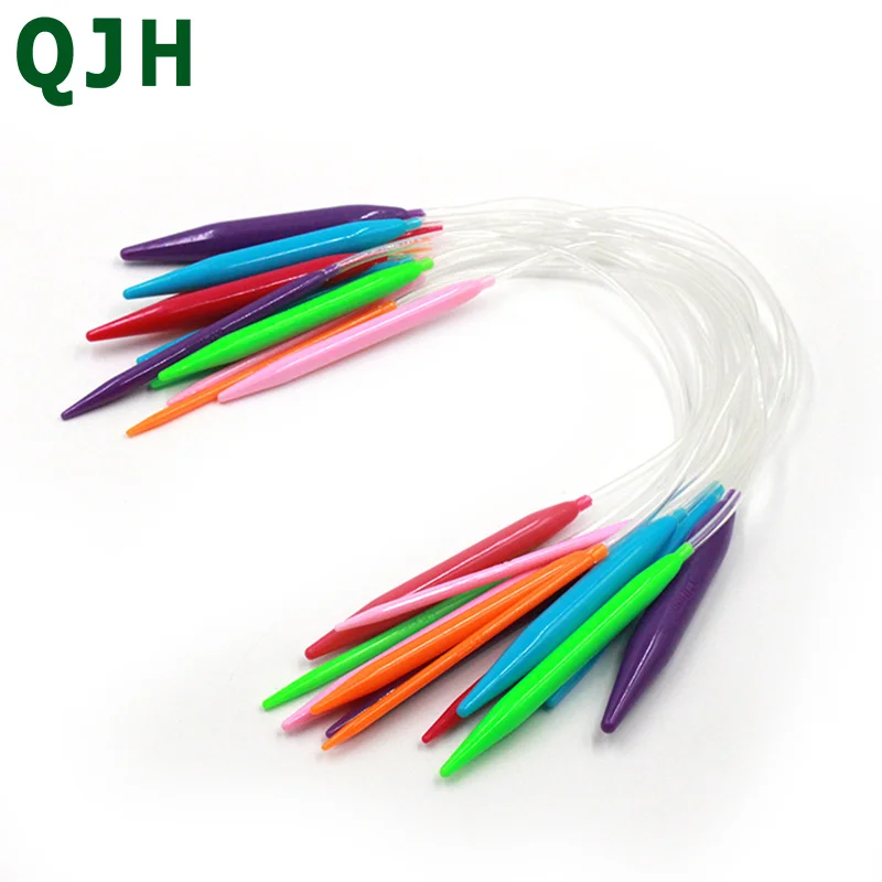 

New 12pcs/set Sweater Needle Knitting Tools Length 40cm Multicolor Plastic ABS Ring Needles Smooth Circular Crochet Hooks