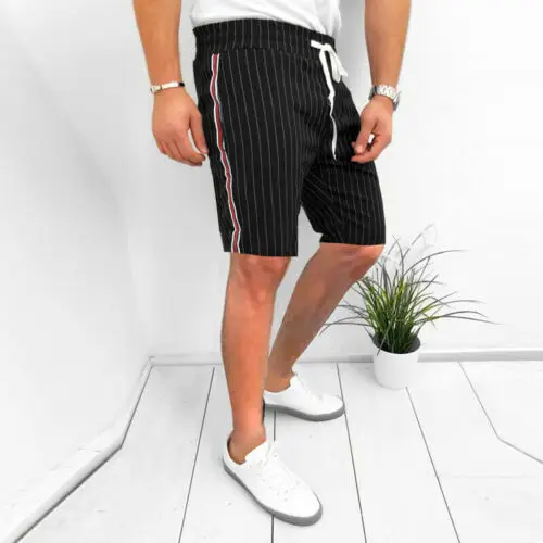 

2019 New Casual Men's Striped Short Pants Summer Athletic Gym Sports Shorts Joggers Sweat Trousers Streetwear Sweatpants S-2XL