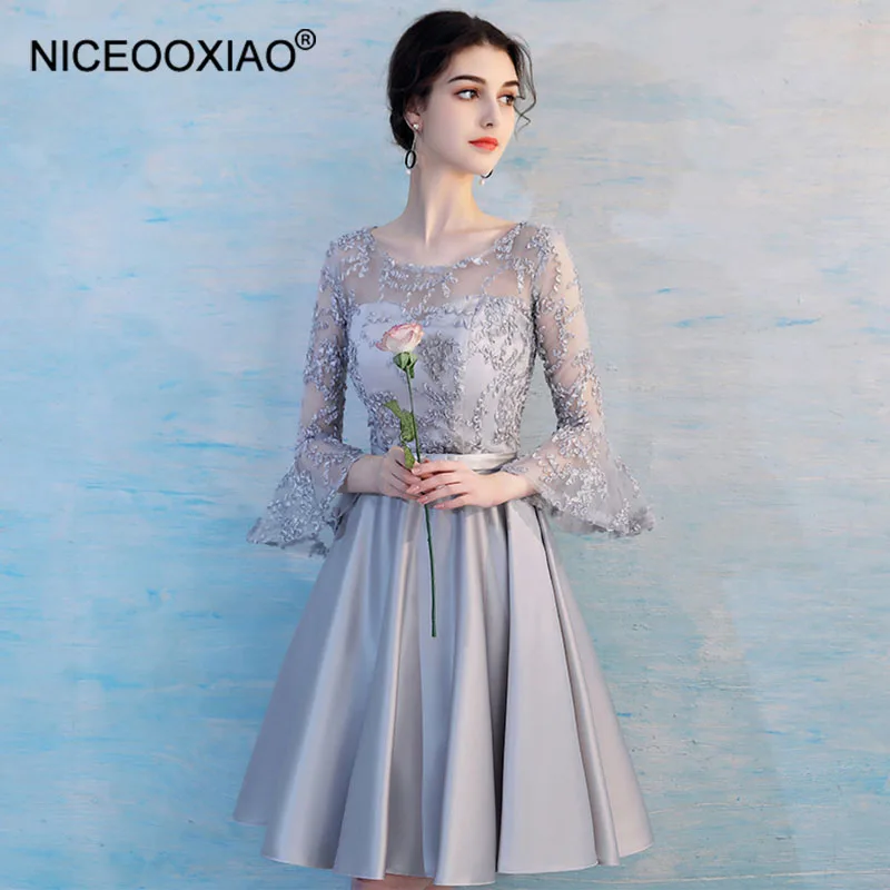 

NICEOOXIAO Beautiful Bridesmaid Dress Chiffon Lace Half Sleeve Slim Dress Formal Wedding Occasion Party Ball Dress BNLF611-21