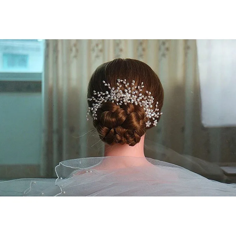 

FORSEVEN Baroque Simulated Pearls Crystal Hairpin Hair Combs Jewelry Bridal Tiaras Headpiece Women Wedding Hair Accessories JL