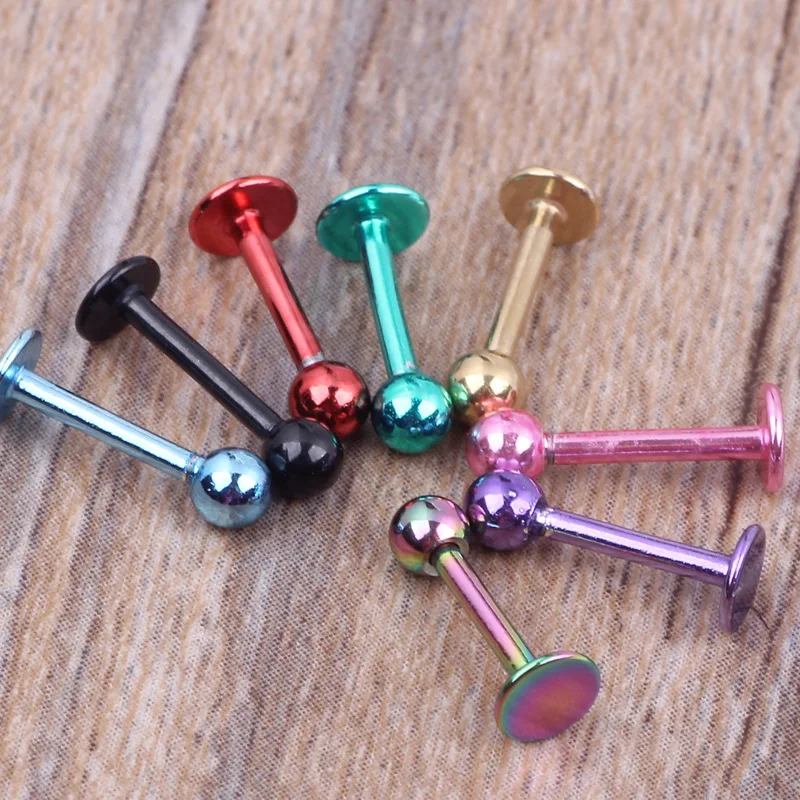 Stainless Steel Lip Piercing Jewelry Mix 8 Colors 50pcs /lot Labret Ring and Stud Body Tragus Helix Jewelry