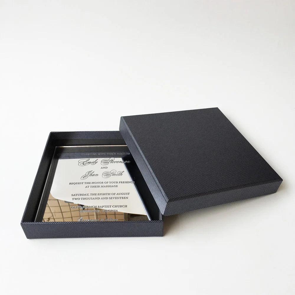  150x150mm Engraved Silver Mirror Acrylic Wedding Invitation Card 100 Sets Per Lot - 32829260455