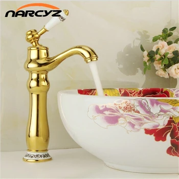 

Basin Faucets Gold Plating Copper Mixer Taps Single Handle Bathroom torneira benheiro XT805
