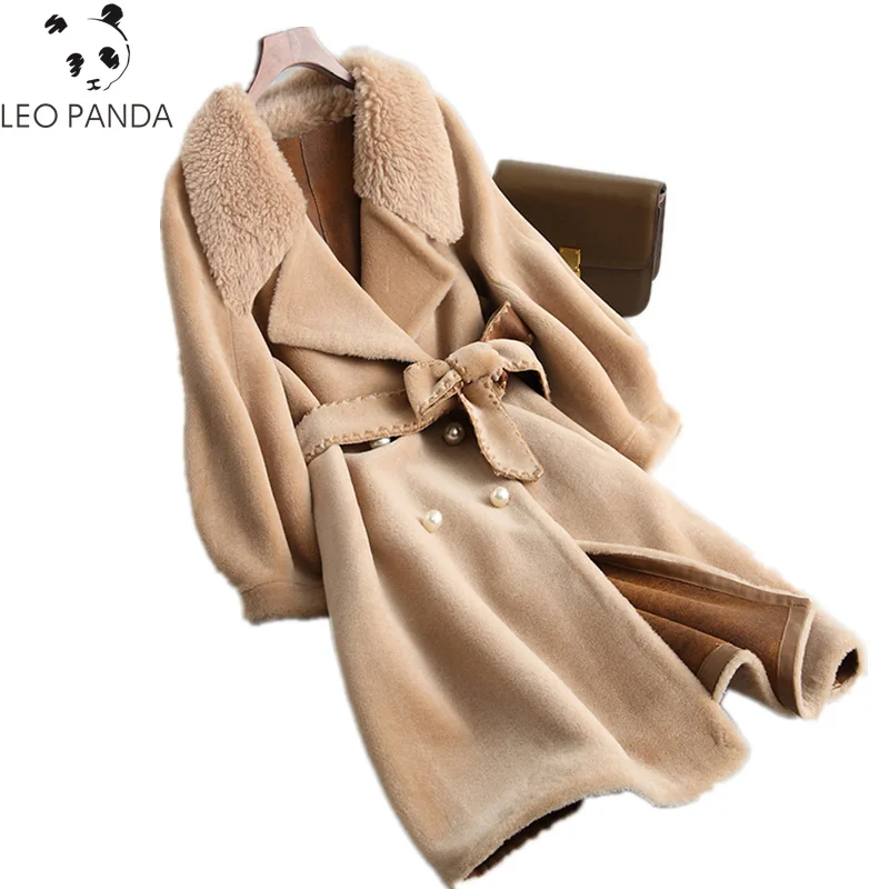 Outwear Qualité As Fourrure 2018 Supérieure Mouton Show Vestes Veste Manteau Femmes Avec Ceinture Mode Réel Show Laine as De Épaisse D'hiver Chaud gFCwqTg