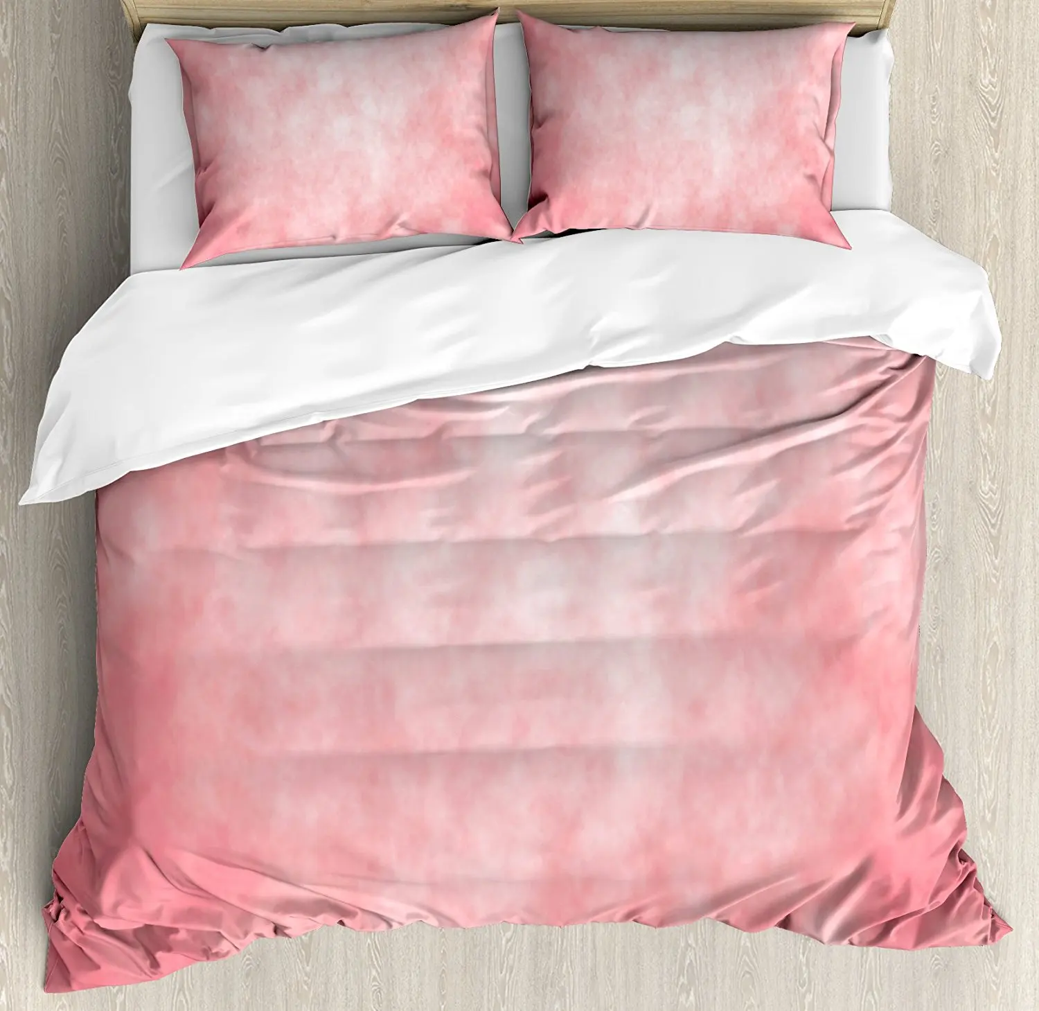 Coral Duvet Cover Set Pale Spring Watercolor Design Girlish Tie