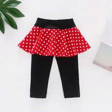 Юбка-брюки в горошек для маленьких девочек, леггинсы, штаны для девочек, брюки