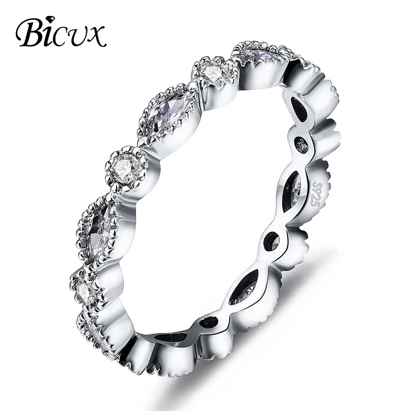 BICUX, роскошные брендовые изысканные серебряные кольца с кристаллами и цирконием для женщин, вечерние, юбилейные, модные, очаровательные, современные ювелирные изделия