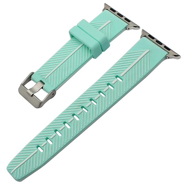 Двухцветный силиконовый ремешок для часов iWatch Apple Watch 38 мм 42 мм Резиновая лента спортивный ремешок браслет+ адаптер быстрого крепления - Цвет ремешка: Light Blue White
