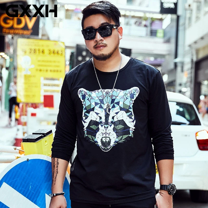 GXXH, осенняя новинка, Мужская трендовая Футболка, большой размер xxl, 5XL, 6XL, 7xl, стиль граффити, принт, Мужская футболка, больше размера d, футболка для больших и высоких мужчин