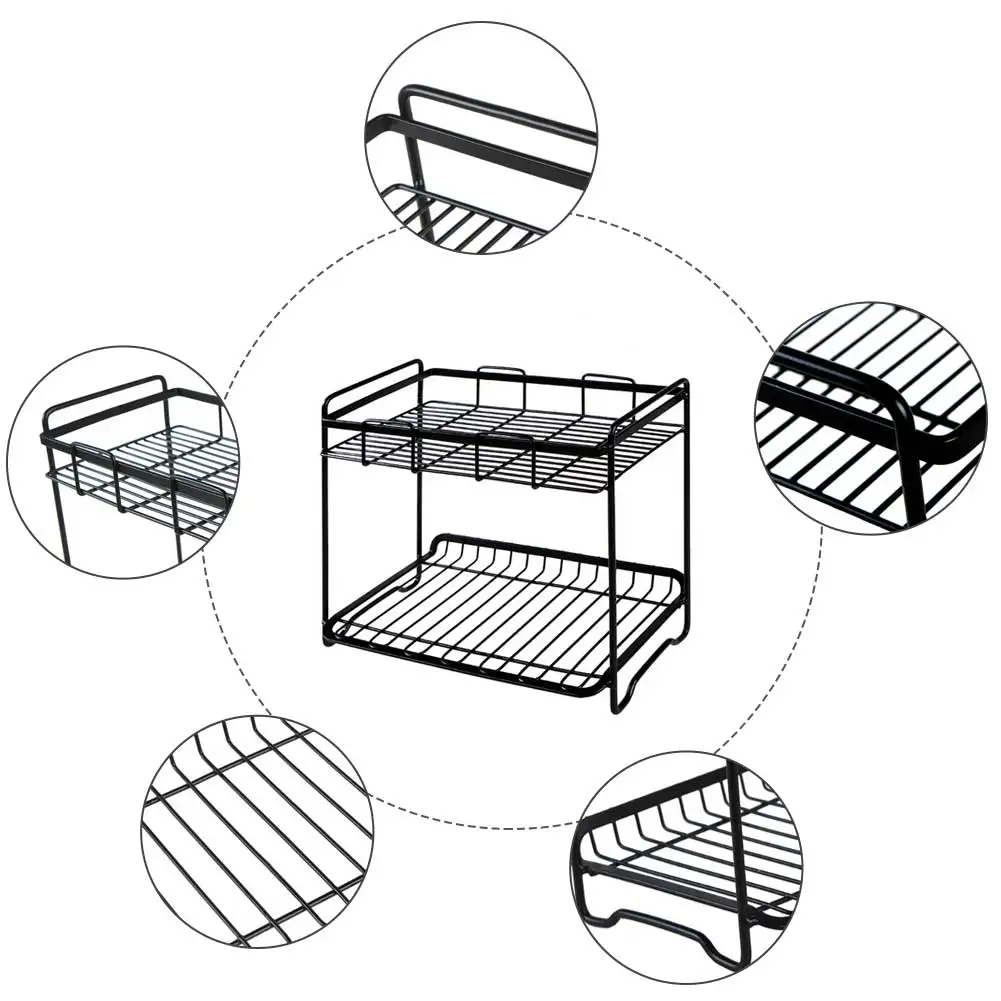 Стеллаж для хранения инновационного кованого железа Краска специй приправ кухонная полка двухслойная стойка