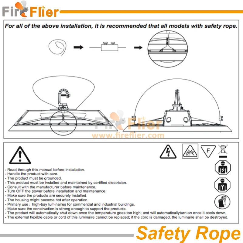 slim ufo high bay safety rope