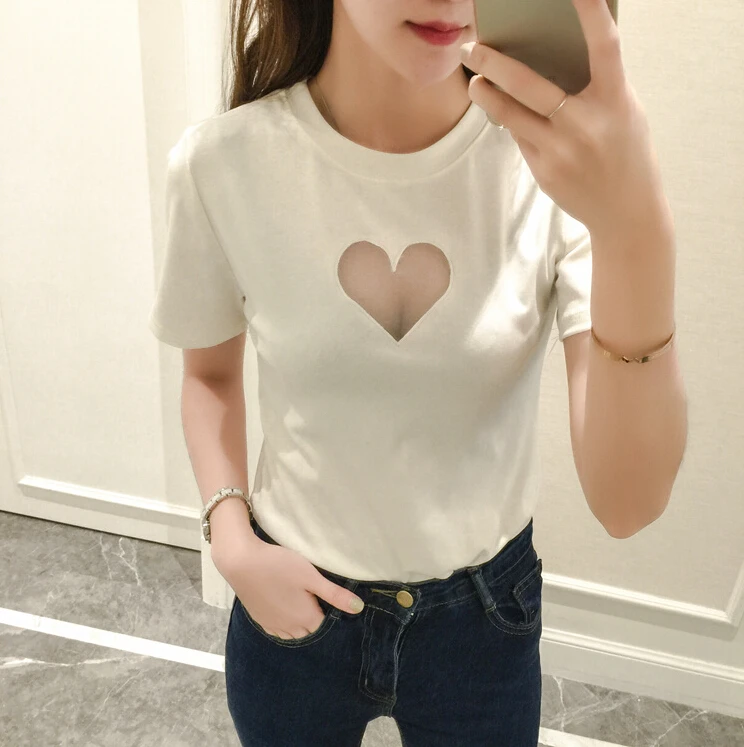 2016 women s new sexy love heart cutout hollow out t shirt spring 2016 women s new sexy love heart cutout hollow out t shirt spring