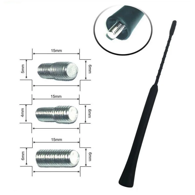 

41cm Universal Car Antenna Mast Suitable For Vehicle 4MM 5MM 6MM Screw Thread Solid Aluminium 16'' Auto Aerial Antenna