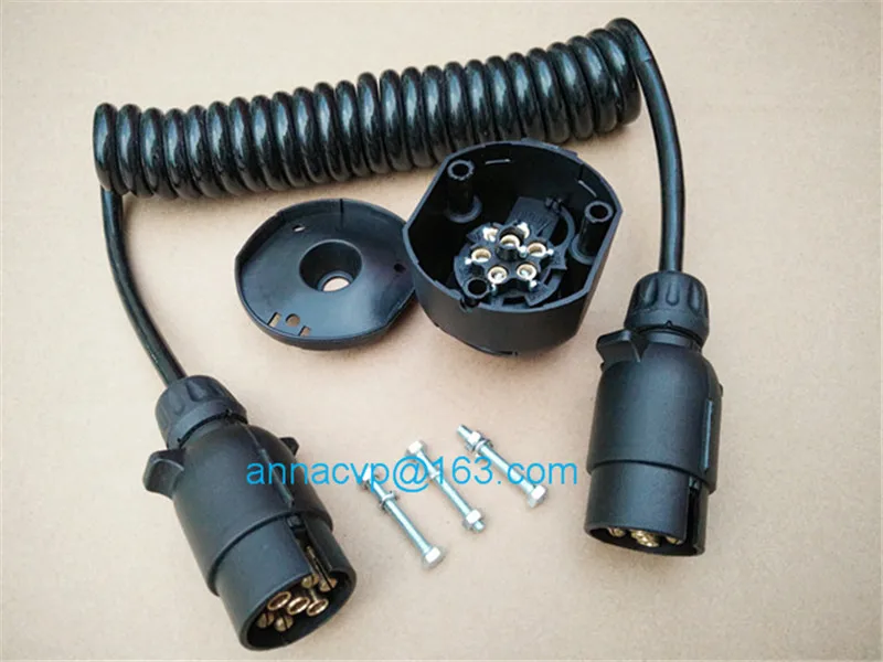 spiral cable coiled cable trailer plugs set 6