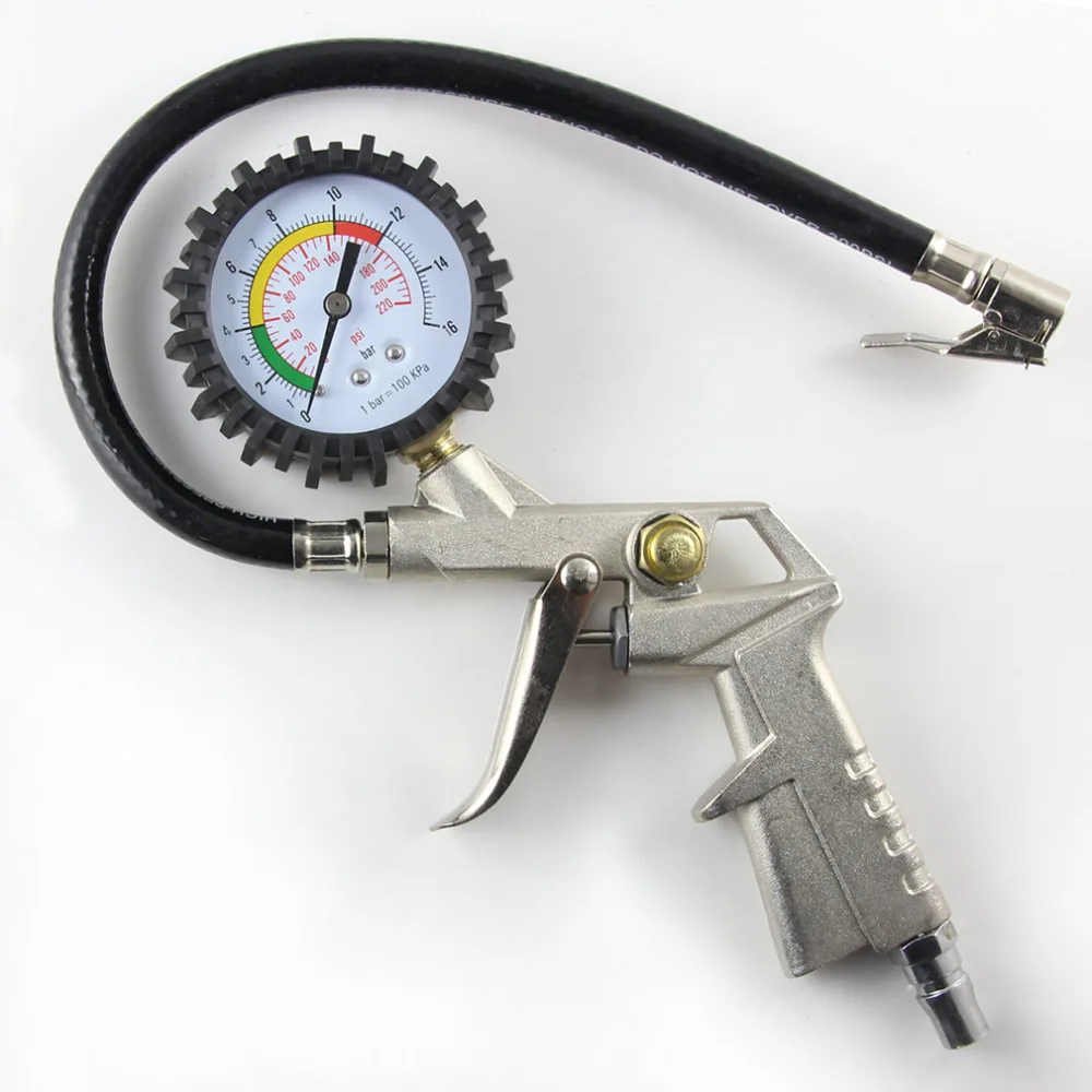 Aluminum alloy+PVC pipe New Air Tire Inflator With Dial Gauge Auto