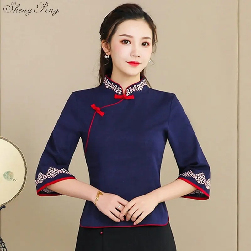 

Traditional chinese clothing for women cheongsam top ladies elegant fashion Oriental womens tops 2019 G151