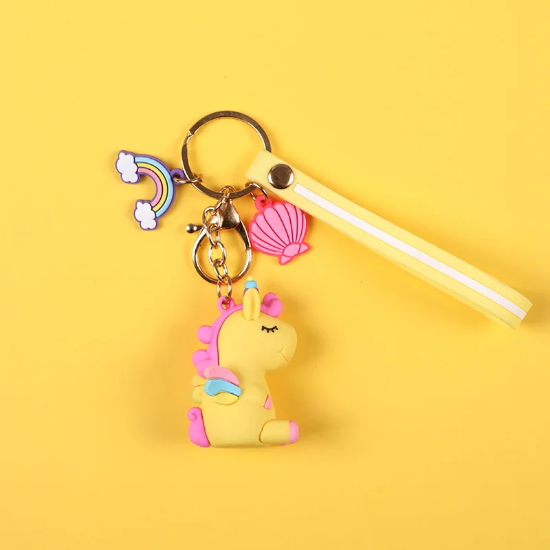 

Fancy&Fantasy Rainbow PVC Animal Unicorn Keychain for Men Women Bag Ornament Phone Key Chain Porte Clef keyring Bag 2019