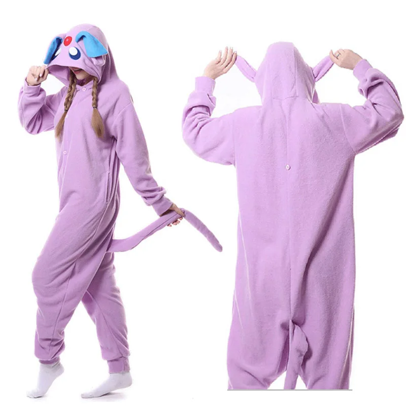 Покемон полярный флис Onesie взрослых Аниме Espeon Umbreon блестящие Snorlax Косплей пижамы для женщин костюм общий женский Забавный