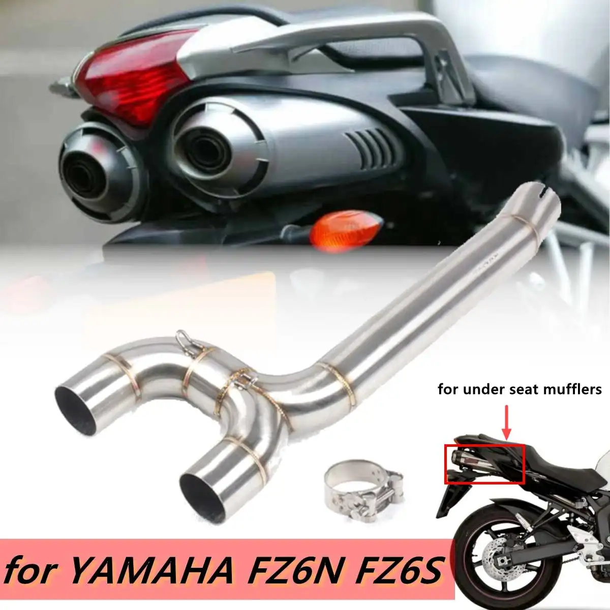 

Motorcycle Full Exhaust System Middle Pipe Link Connect for FZ6 FZ6-N 2004 2005 2006 2007-2009 Motorcycle Accessories