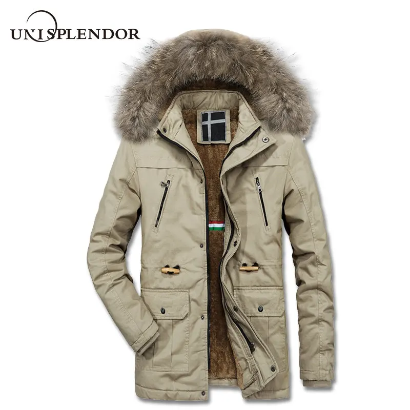 

2019 Winter Men Thick Coat Warm Fur Collar Man Jacket 100%Cotton Men's Clothing Outwear Male Warm Hat Detachable Parkas YN10374