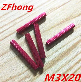 

100pcs Aluminum Red anodized standoffs m3x20 full knurled standoff round spacer female alloy custom products