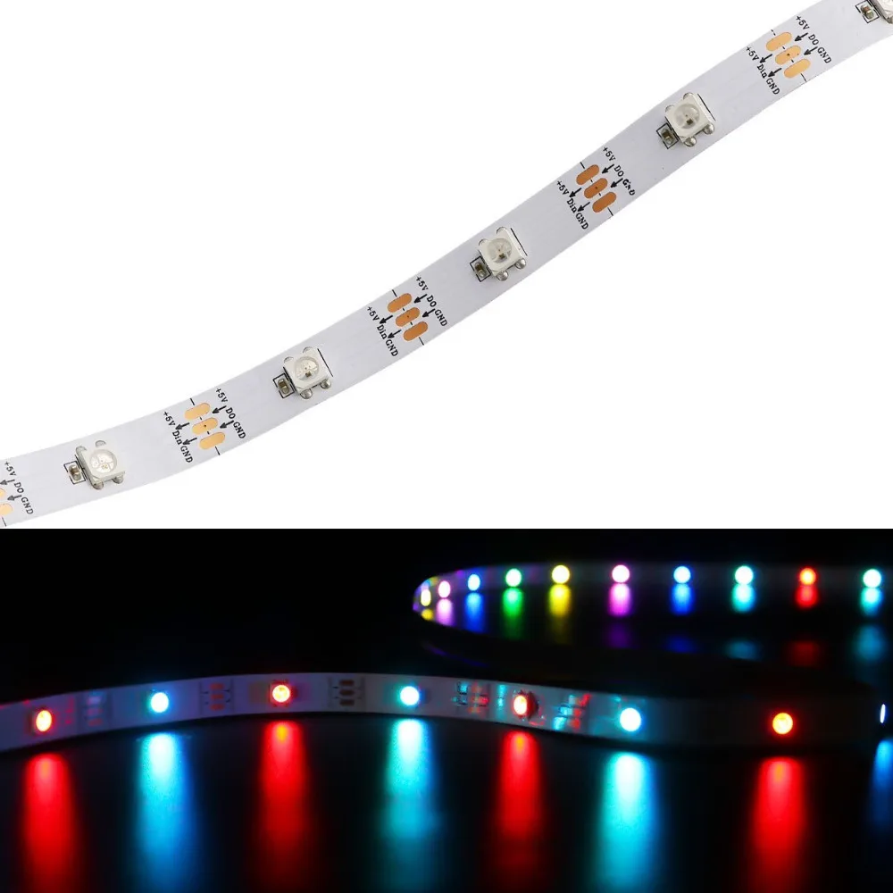 Матрица SK6812 5 В WS2812B Гибкие 30 светодиодов/M лента 5050 RGB WS2811 IC Водонепроницаемый адресуемых полный цвет Магия полосой