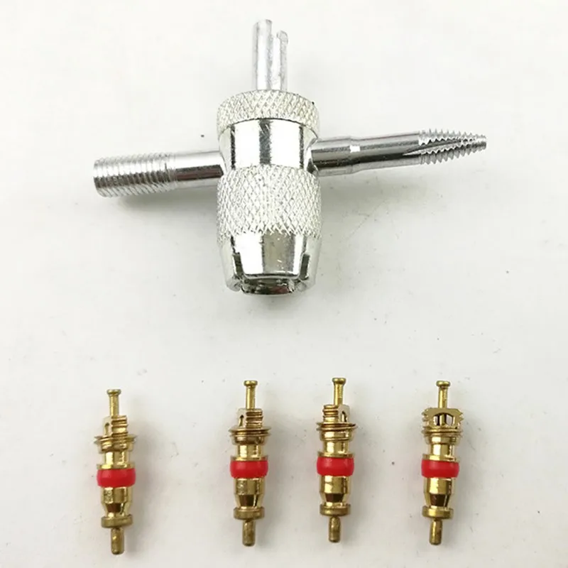 

2019 Tire Repair Tool 4 Way Car Bike Tyre Tire Valve Repair Remover Tool 4-in-1 Tire Remover Tool 4 Valve Stem Cores Kit New