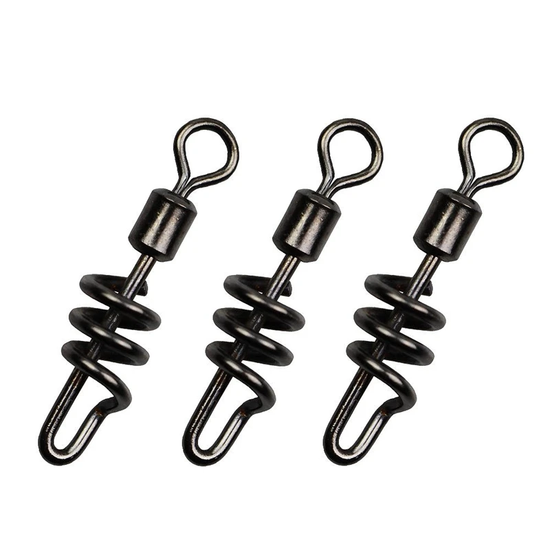 

30Pcs/Pack Corkscrew Swivel Fishing Swivel Snap Swirl Connector Black Silver Stainless Steel Fishing Swivels 10#