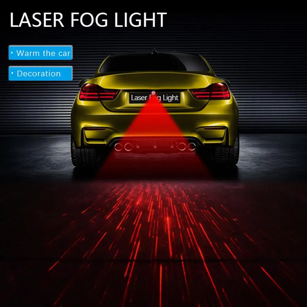 

Universal LED Car Motorcycle Laser Fog Light Anti Collision Tail Lamp Auto Moto Braking Parking Signal Warning Lamps Car styling