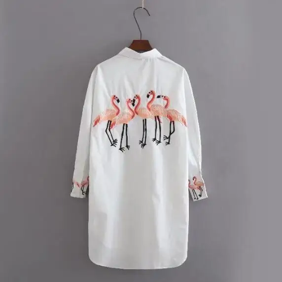 Блузка женская белая с длинным рукавом и отложным воротником|embroidery shirt|blouses topslong