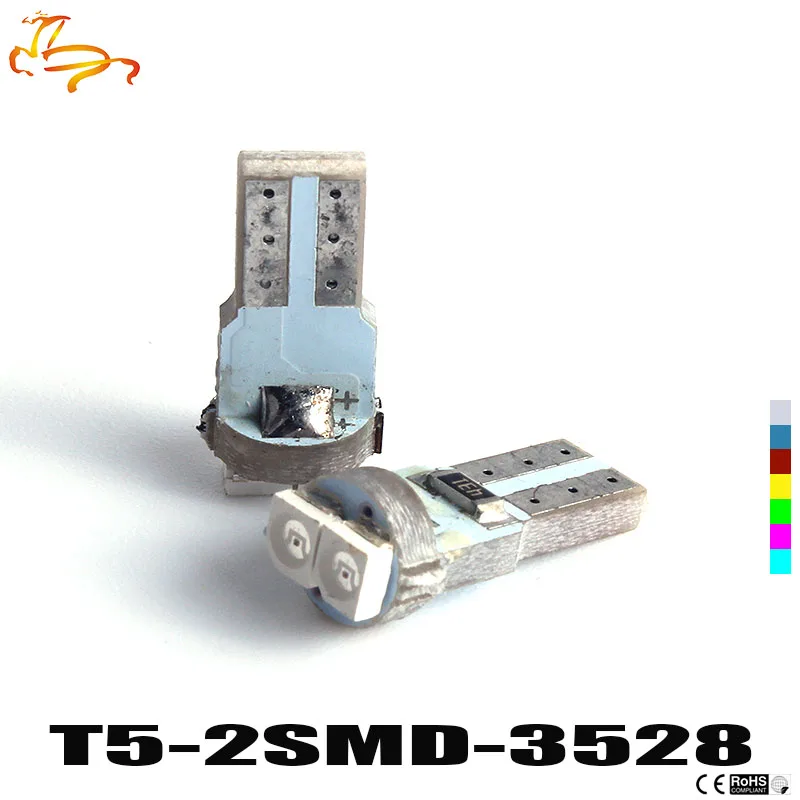 

10pcs T5 LED Dashboard Licence Plate Indicator Light Speed Wedge Light 2 SMD 1210 3528 LED 2SMD Car Bulb Cold white 6500K 12V