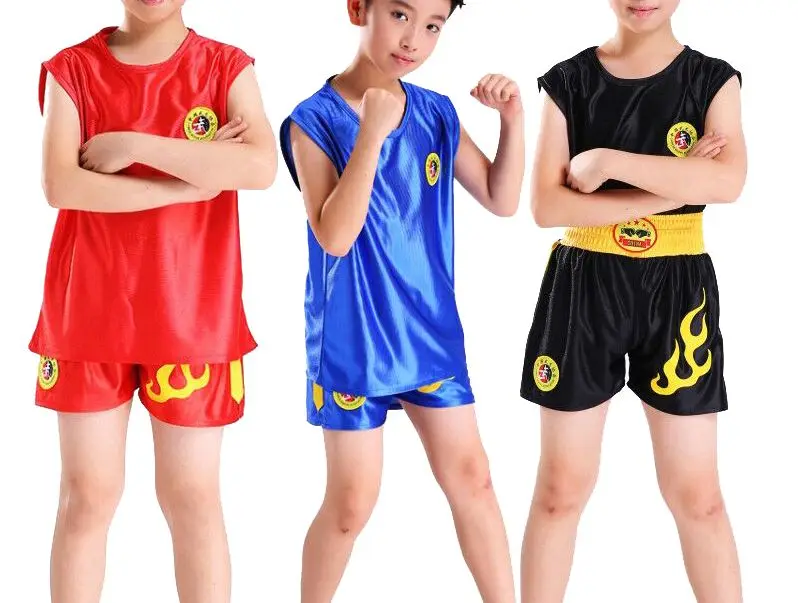 summer unisex kids Kung fu martial arts uniforms sanda suit boxing
