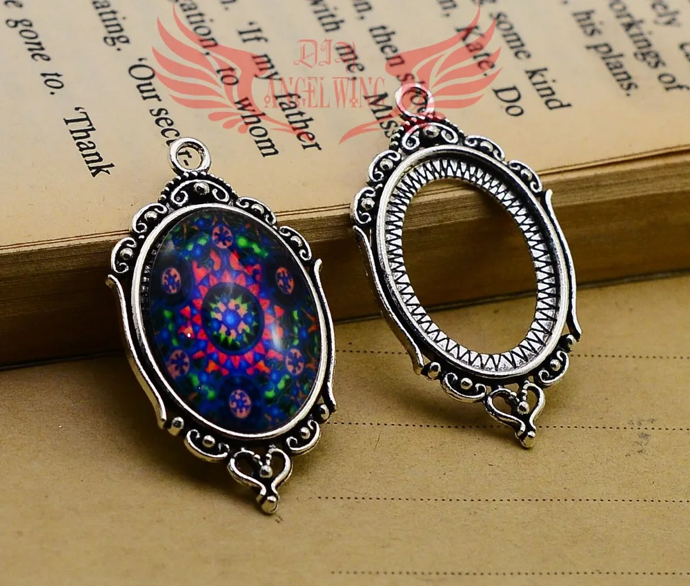 10pcs 18x25mm Inner Size Antique Silver Classic Style oval Base Setting