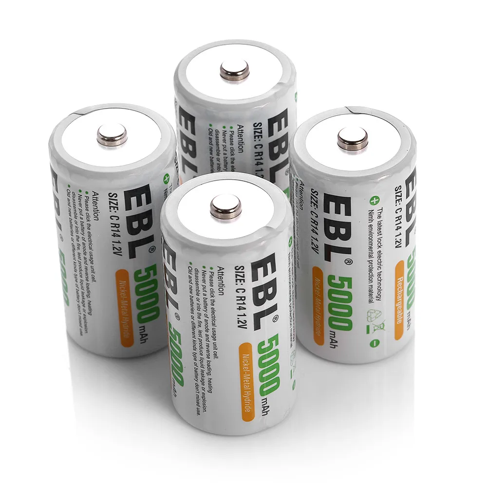 EBL 4 шт. 1 2 v 5000mAh размер C R14 Ni MH аккумуляторные батареи для фонарика игрушки камера