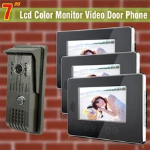 Wired 7 teléfono video de la puerta sistema de intercomunicación timbre de La Cámara Monitor de Vídeo Portero Automático Intercom timbre de la puerta impermeable 3 monitor 1 Cámara