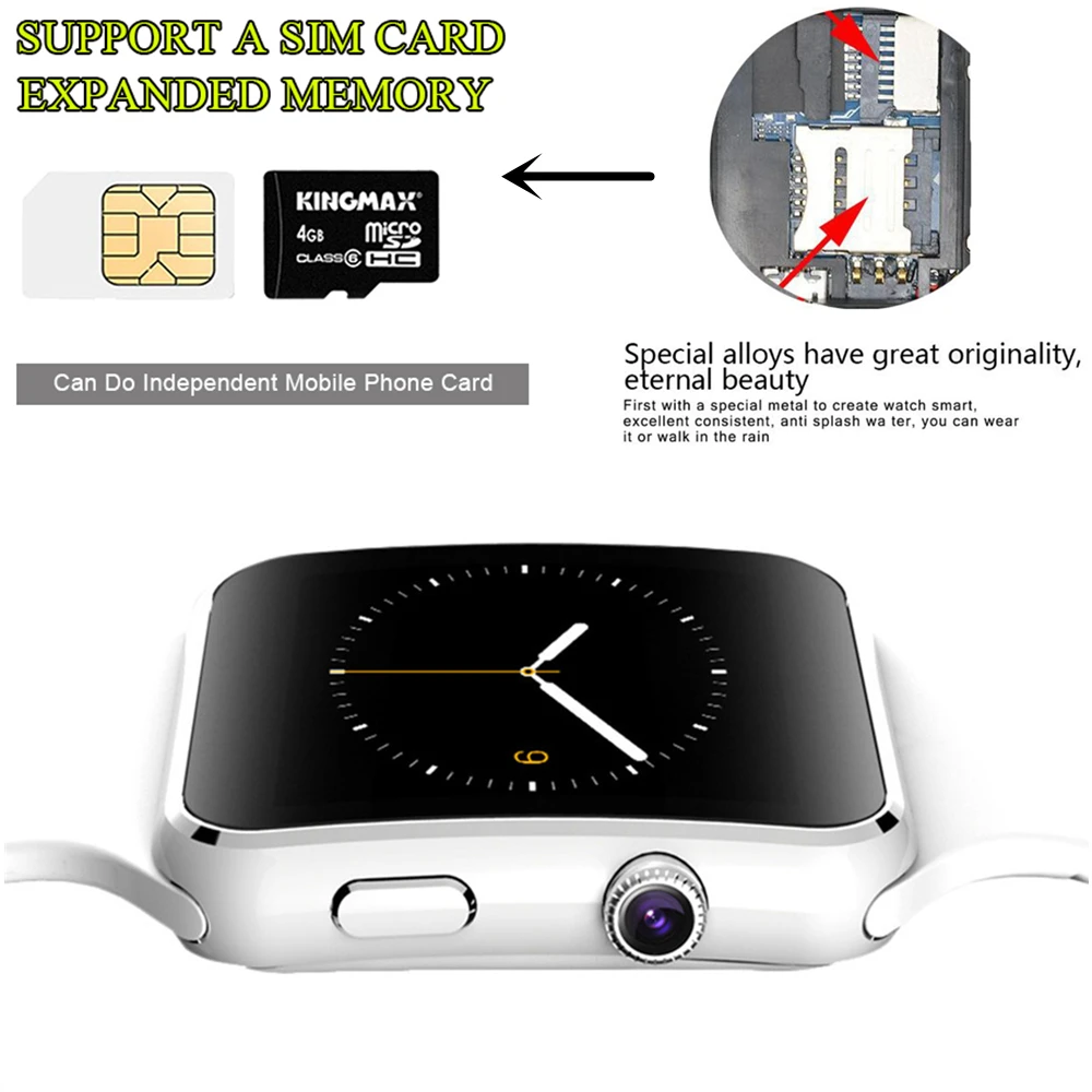 OGEDA Смарт мужские часы Bluetooth X6 спортивные Шагомер Smartwatch с камерой поддержка sim
