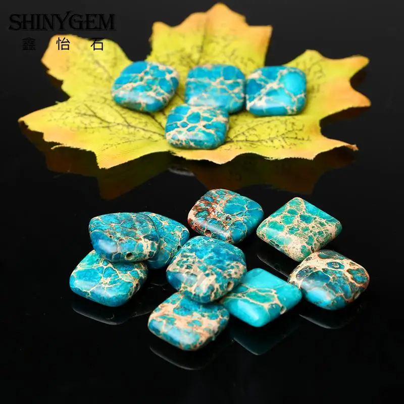 Emperor Pine Beads Natural Stone 14mm Square Shape See sediment Loose bead fit Jewelry Bracelet Making DIY DXT02302